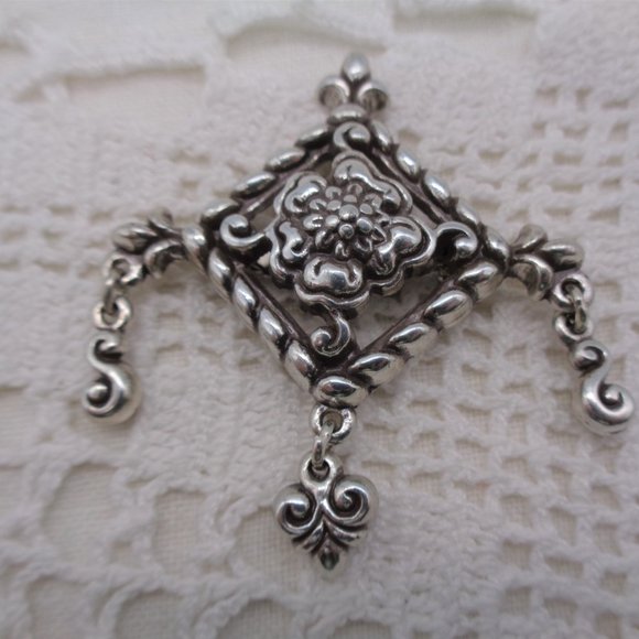 Brighton Flower & Scroll Dangle Brooch - Picture 3 of 4